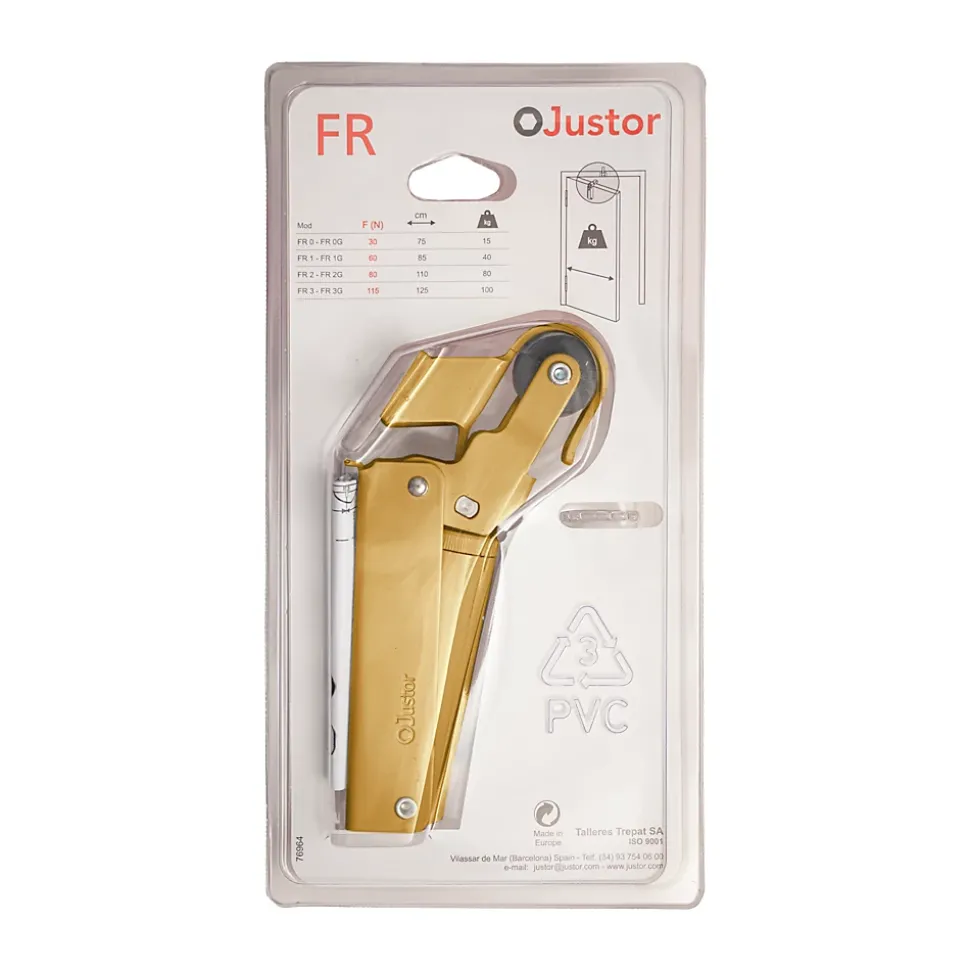 Frein de rétention Réglable force 60 a 80 N aluminium anodisé or, pour porte jusquà 80 KG.