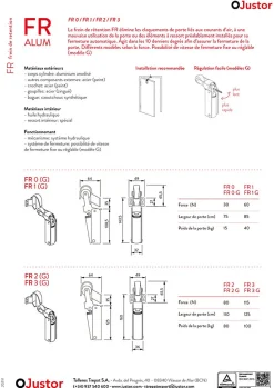 Frein rétention Réglable force 80 a 115 N, en acier inox 304, pour porte jusquà 100 KG.