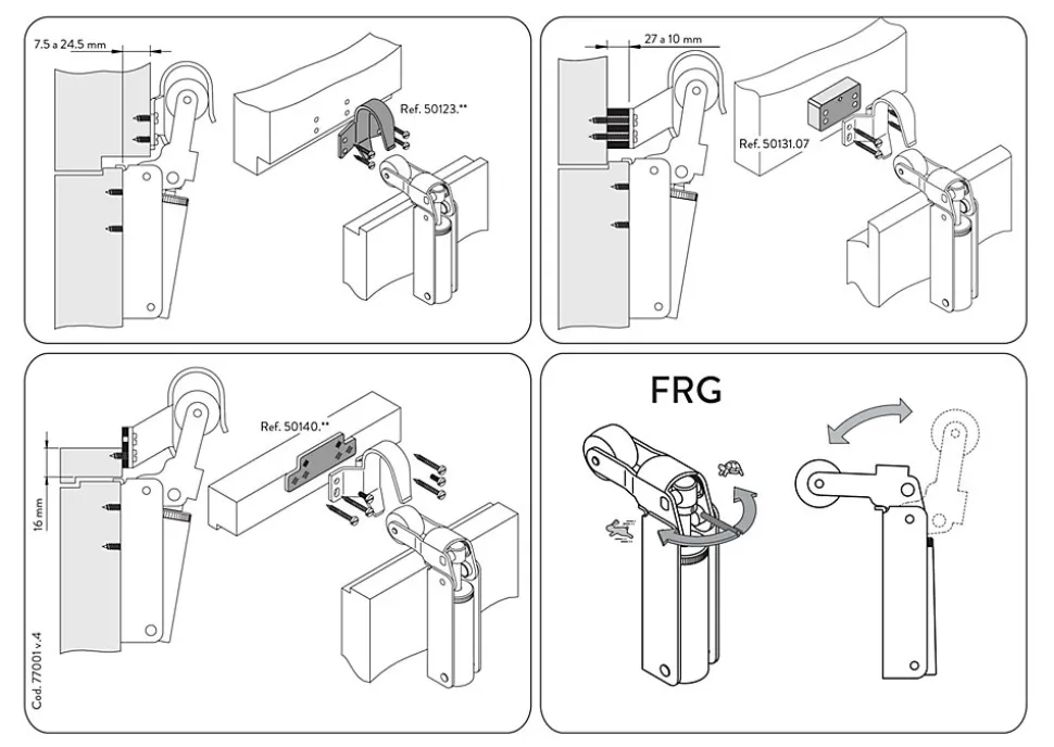 Frein rétention Réglable force 80 a 115 N, totalement en acier inox 304, pour porte jusquà 100 KG.