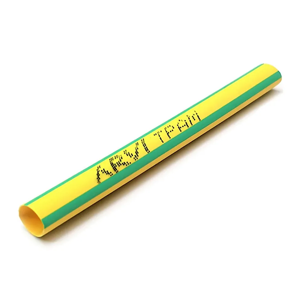Gaine Thermorétractable - 25/12,5mm - Vert/jaune - Longueur 1m - Restreint 2:1 - Paroi Fine - Arvi Tpam-25.0-v/a
