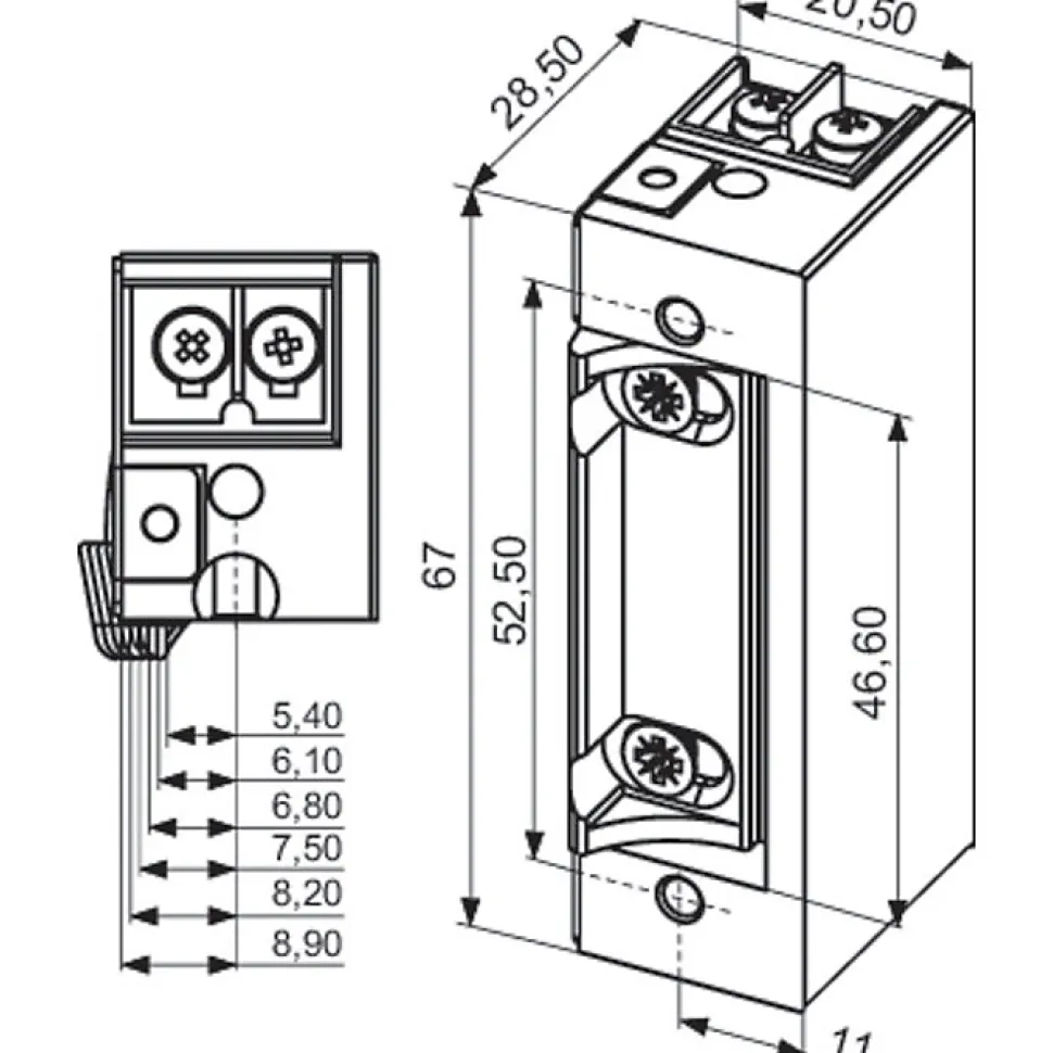 Gâche électrique à rupture - SE - Sewosy - A encastrer - 12V DC