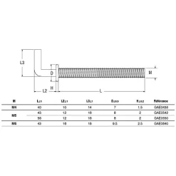 Gonds à embase métal GAE M5X50 boîte de 50 - SCELL-IT - GAE0550