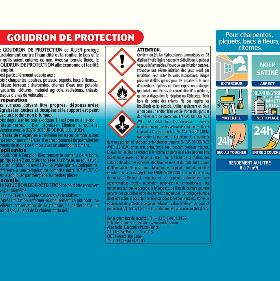 Goudron de protection extérieur Julien noir 0,75L