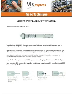 Goujon Ancrage R-HPTIIZF M16X180 Acier zingué Lamellaire - 1 pièce