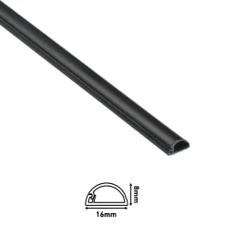 Goulotte décorative demi-ronde noire auto-adhésive D-Line 16 x 8 mm, 1 m