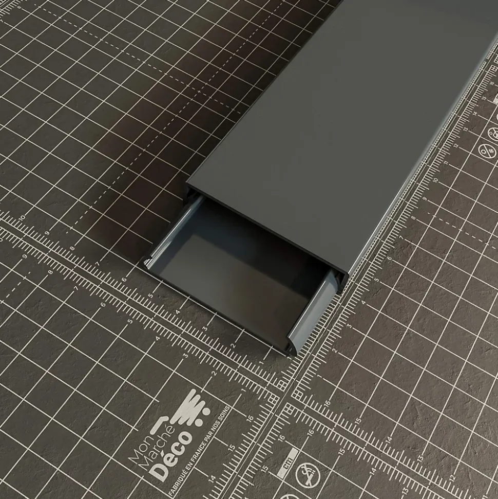 Goulotte TV Cache-Câble Adhésive Carrée PVC - L. 1,20 m - Anthracite