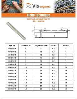 Goupille Conique 3X16 Inox A1 - 1 pièce