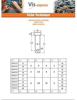 Goupille Tête plate 10X64 Percée 3 Inox A4 - 5 pièces