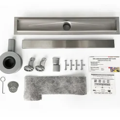 GRAND VERRE Caniveau de douche Siphon tournant 360 à carreler pour douche italienne largeur 100 cm