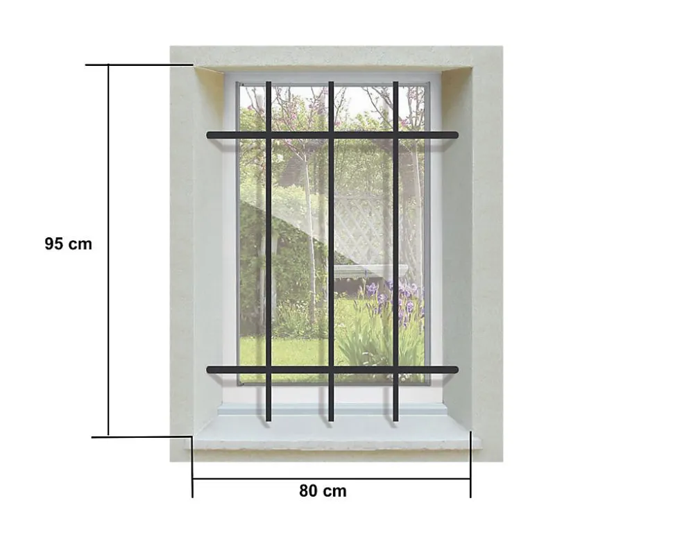Grille de Defense DISTRI pour Fenetre H 95 cm x L 80 cm (côte tableau)