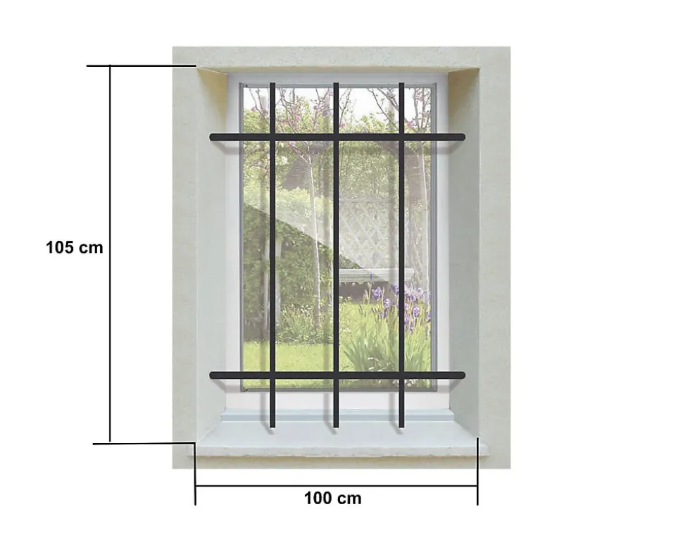 Grille de Defense DISTRI pour Fenetre H 105 cm x L 100 cm (côte tableau)