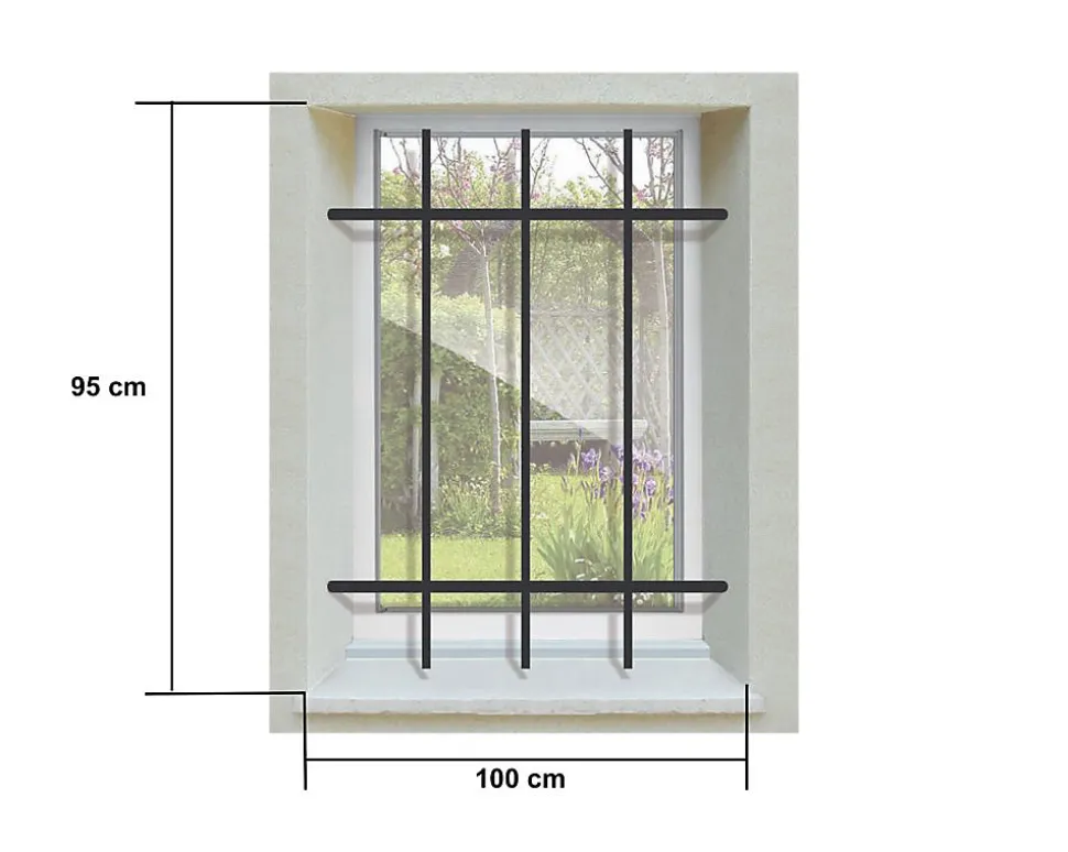 Grille de Defense DISTRI pour Fenetre H 95 cm x L 100 cm (côte tableau)