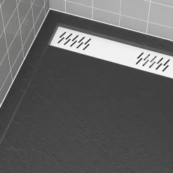 Grille d'évacuation l.69,5 cm pour receveur de douche Pedra et Pure 2, blanc, Galedo