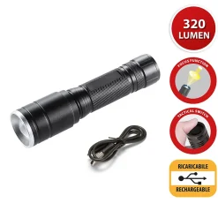 HUNTER : Lampe torche LED rechargeable 5W avec fonction zoom.