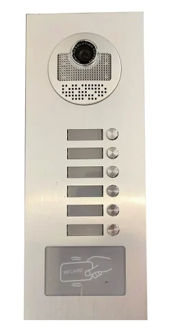 Interphone vidéo couleur pour 6 logements / appartements avec lecteur RFID