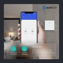 Interrupteur connecté tactile double SomLife application tuya smart life Compatible avec Alexa/Google Home