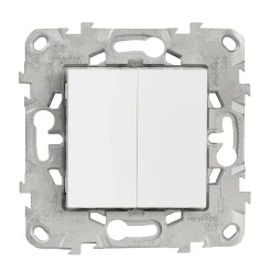 Interrupteur double poussoir 10A Schneider Electric Unica Déco blanc