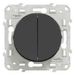 Interrupteur double va-et-vient connexion rapide à vis Schneider Electric Odace anthracite