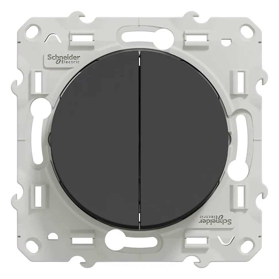 Interrupteur double va-et-vient connexion rapide à vis Schneider Electric Odace anthracite