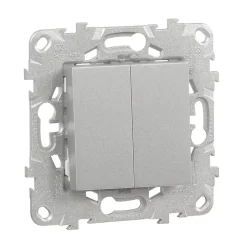 Interrupteur double va-et-vient connexion rapide 10A Schneider Electric Unica Déco aluminium