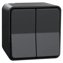 Interrupteur double va-et-vient étanche complet saillie Schneider Electric Mureva Styl anthracite