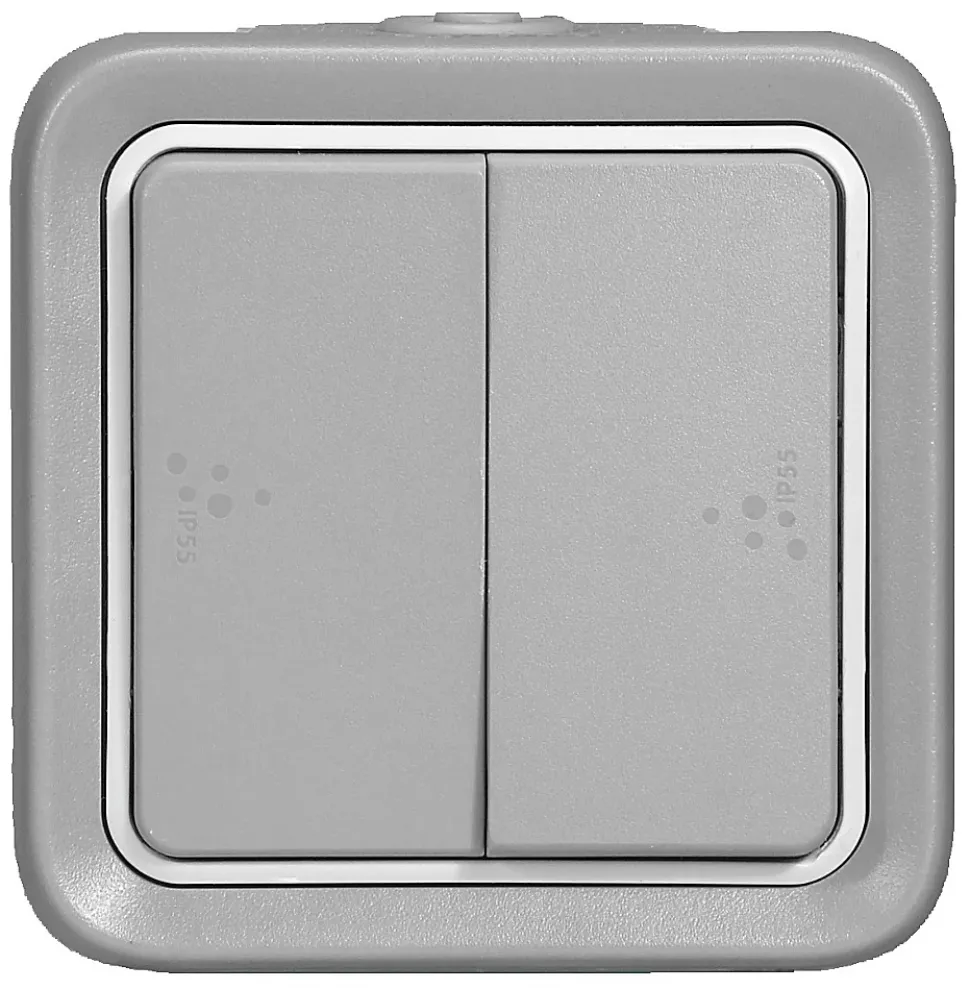 Interrupteur ou va-et-vient étanche PLEXO complet IP55 saillie gris double - LEGRAND - 069715