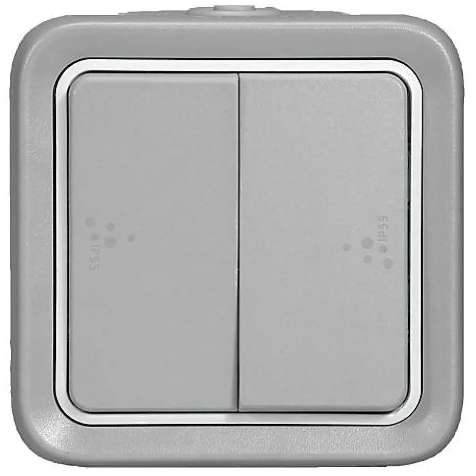 Interrupteur ou va-et-vient étanche PLEXO complet IP55 saillie gris double - LEGRAND - 069715