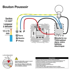 Interrupteur poussoir 10A Schneider Electric Ovalis anthracite