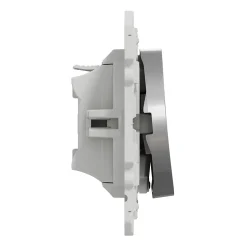 Interrupteur poussoir lumineux LED bleu 10A à vis Schneider Electric Odace aluminium