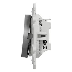 Interrupteur poussoir lumineux LED bleu 10A à vis Schneider Electric Odace aluminium