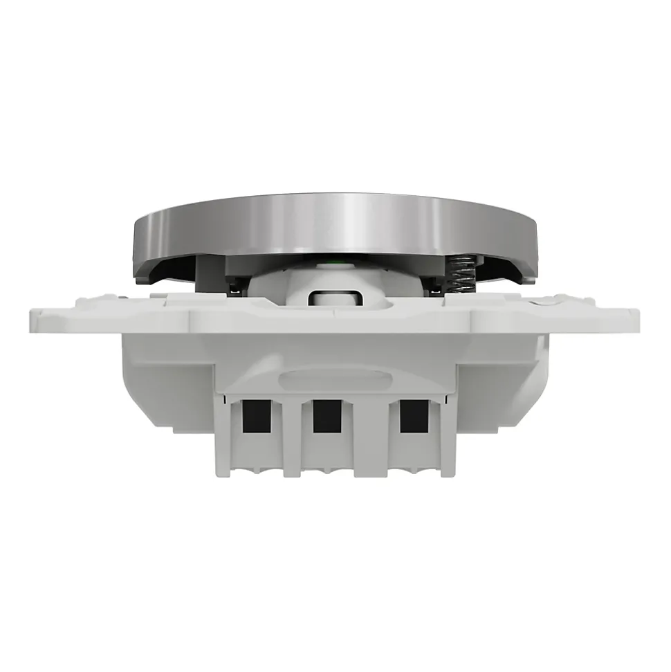 Interrupteur poussoir lumineux LED bleu 10A à vis Schneider Electric Odace aluminium