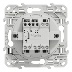 Interrupteur poussoir lumineux LED bleu 10A à vis Schneider Electric Odace aluminium