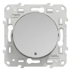 Interrupteur poussoir lumineux LED bleu 10A à vis Schneider Electric Odace aluminium