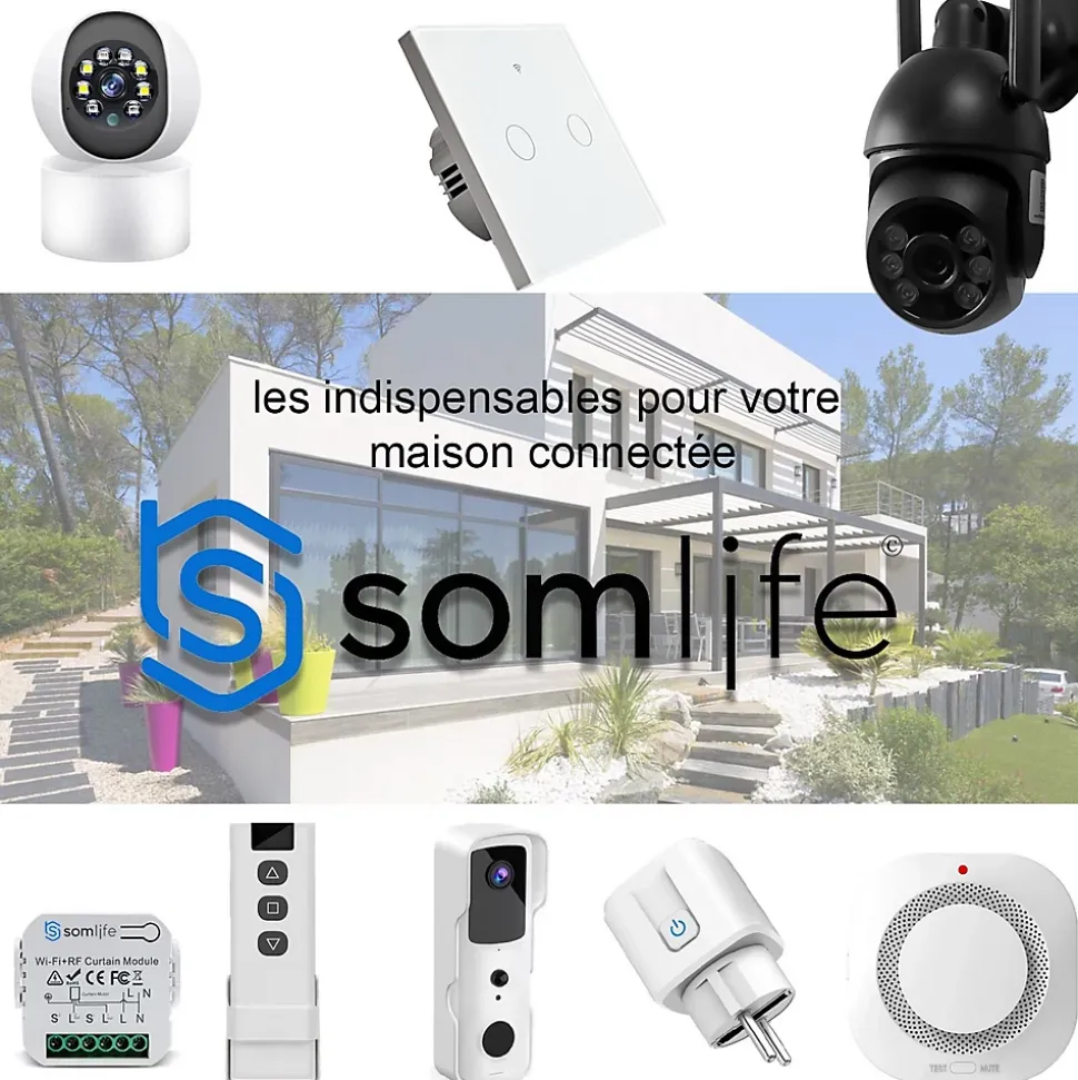 Interrupteurs intelligent SomLife WiFi 16A MiniSmart Switch Wi-Fi connecté,application Tuya/SmartLife,Alexa,Google Home