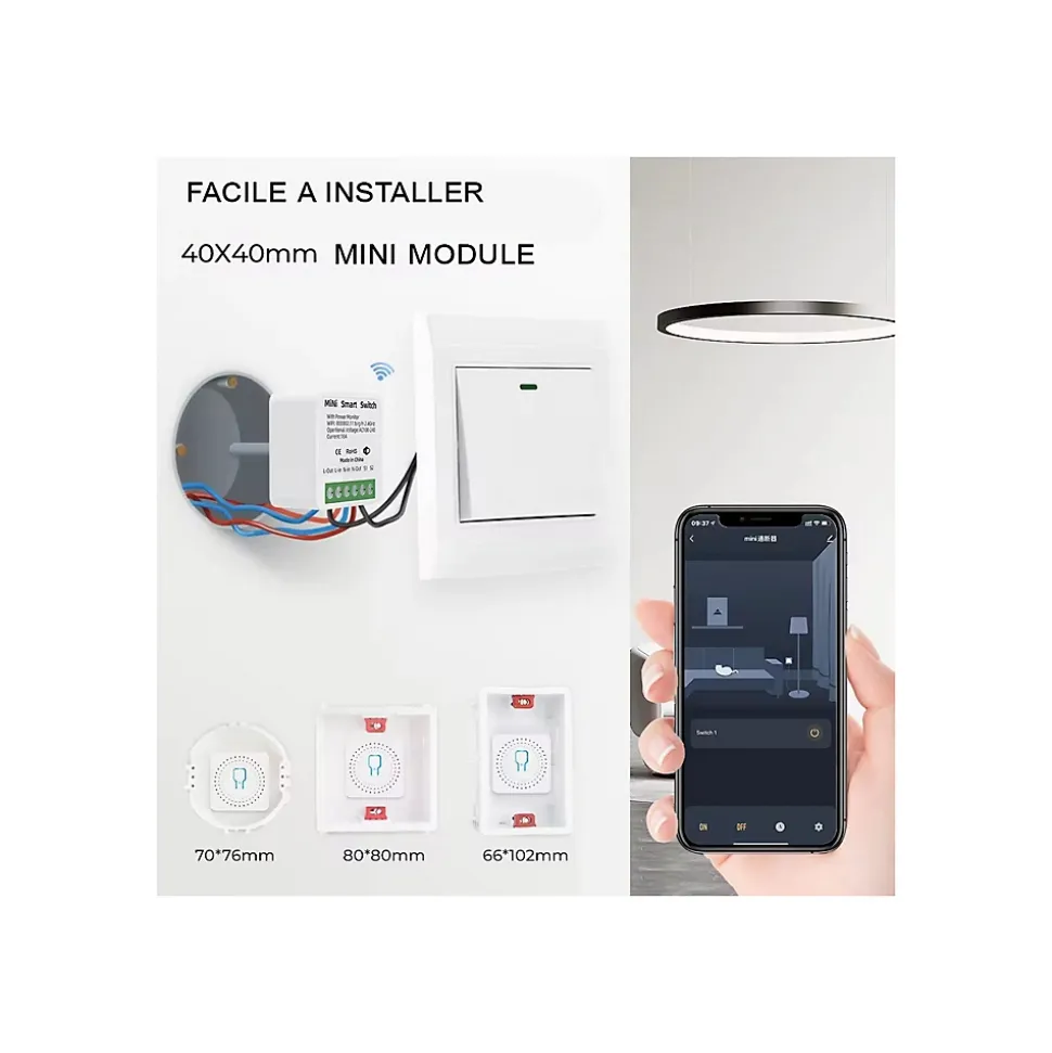 Interrupteurs intelligent SomLife WiFi 16A MiniSmart Switch Wi-Fi connecté,application Tuya/SmartLife,Alexa,Google Home