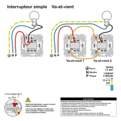 Interrupteur va-et-vient 10A à vis Schneider Electric Odace anthracite