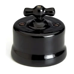 Interrupteur va-et-vient Fontini Garby Porcelaine noire, manette noire en saillie