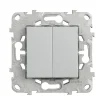 Interrupteur va-et-vient + poussoir 10A Schneider Electric Unica Déco aluminium