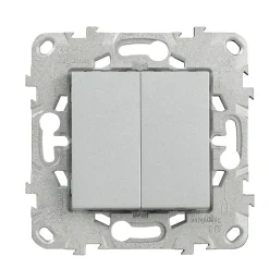 Interrupteur va-et-vient + poussoir 10A Schneider Electric Unica Déco aluminium