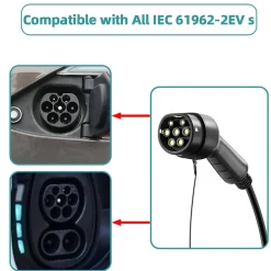 JATRHG câble de recharge 7,2kW / 32A monophasé, 10m, type 2 vers type 2, pour véhicules électriques et hybrides rechargeables