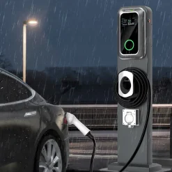 JATRHG K1 kit de borne de recharge, 22 kW / 32 A, triphasé, avec câble type 2 de 8 m pour véhicules électriques, support inclus