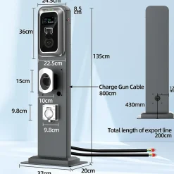 JATRHG K2 kit de borne de recharge, 7,2kW / 32A, monophasé, avec prise de type 2 équipée de shutter pour EV, support inclus