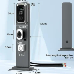 JATRHG K2 kit de borne de recharge, 7,2kW / 32A, monophasé, avec prise de type 2 équipée de shutter pour EV, support inclus
