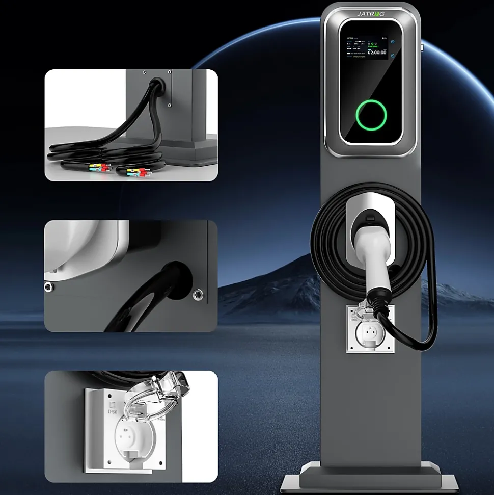 JATRHG K1 kit de borne de recharge, 7,2 kW / 32 A, monophasé, avec câble type 2 de 8 m pour véhicules électriques, support inclus