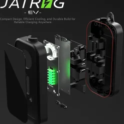 JATRHG P1 chargeur portable réglable de 3,6kW à 1,5kW / 16A à 8A monophasé, 12m, type 2, pour véhicules électriques