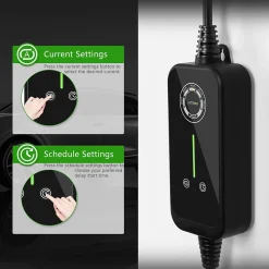 JATRHG P1 chargeur portable réglable de 3,6kW à 1,5kW / 16A à 8A monophasé, 7m, type 2, pour véhicules électriques