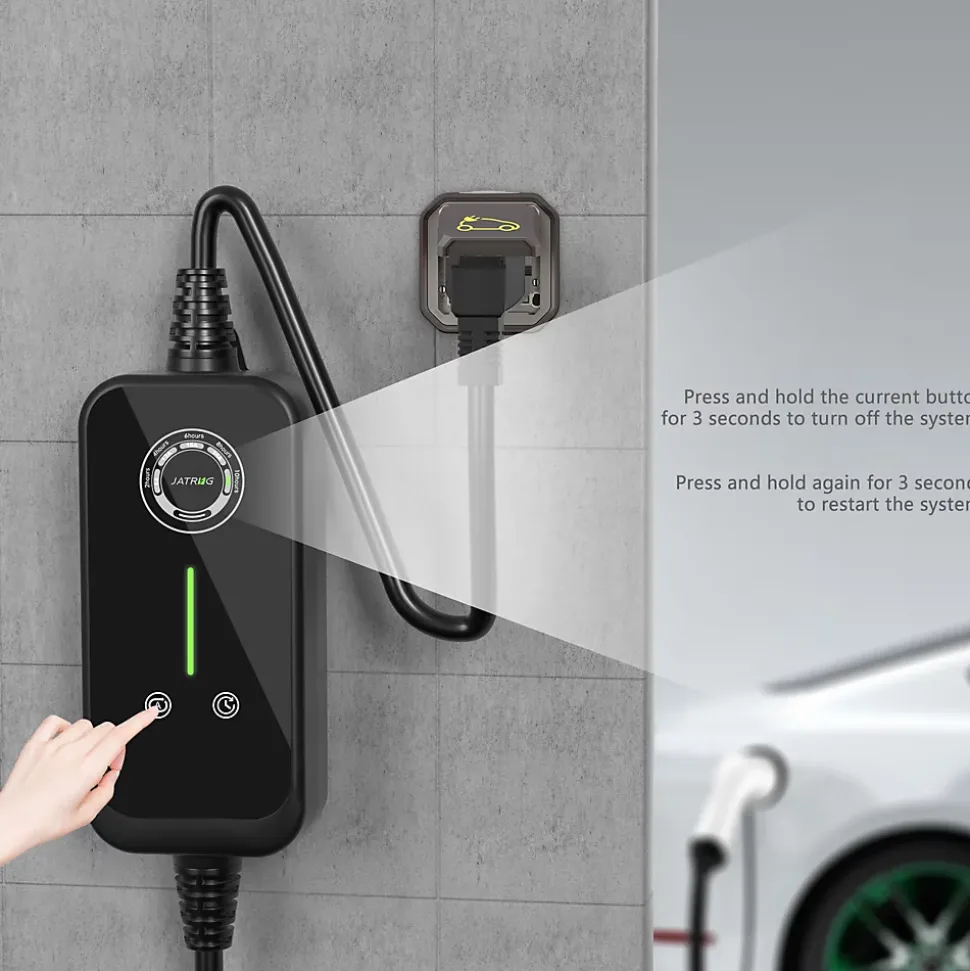 JATRHG P1 chargeur portable réglable de 3,6kW à 1,5kW / 16A à 8A monophasé, 7m, type 2, pour véhicules électriques