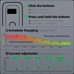 JATRHG S1 borne de recharge IP66 pour véhicules électriques, 11 kW / 16 A, triphasé, avec câble type 2 de 12 m