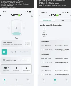 JATRHG S1 borne de recharge IP66 pour véhicules électriques, 7,2 kW / 32 A, monophasé, avec câble type 2 de 12 m