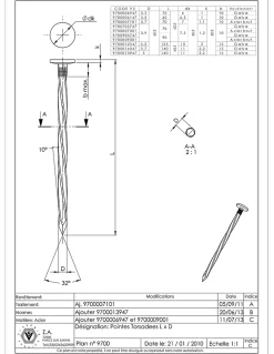 Kg de pointes Torsadées Acier zingué 5X140 - 1 pièce
